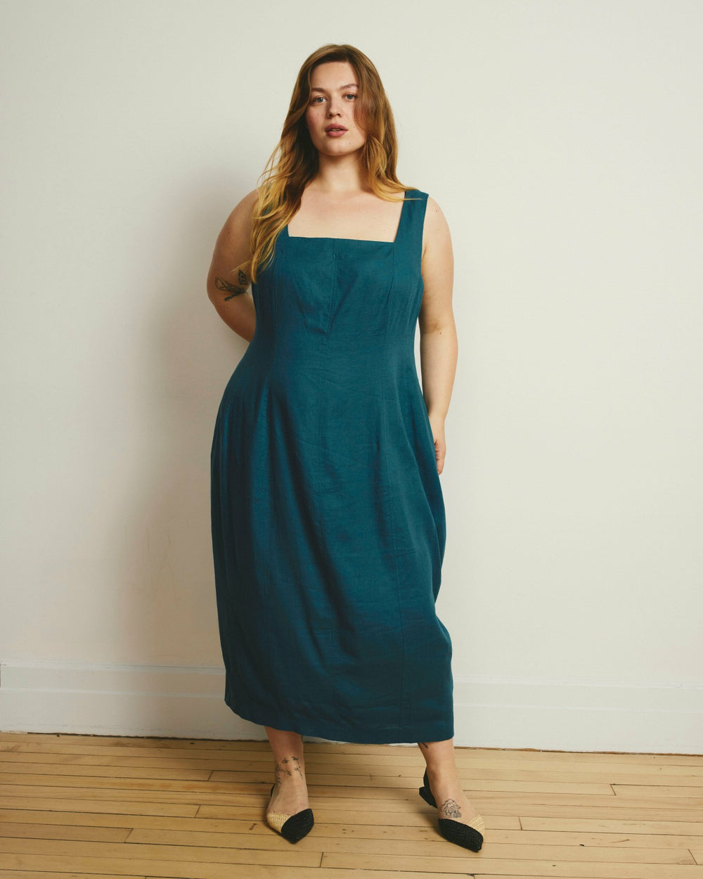 Saulay Square Neck Linen Blend Midi Dress - Universal Standard