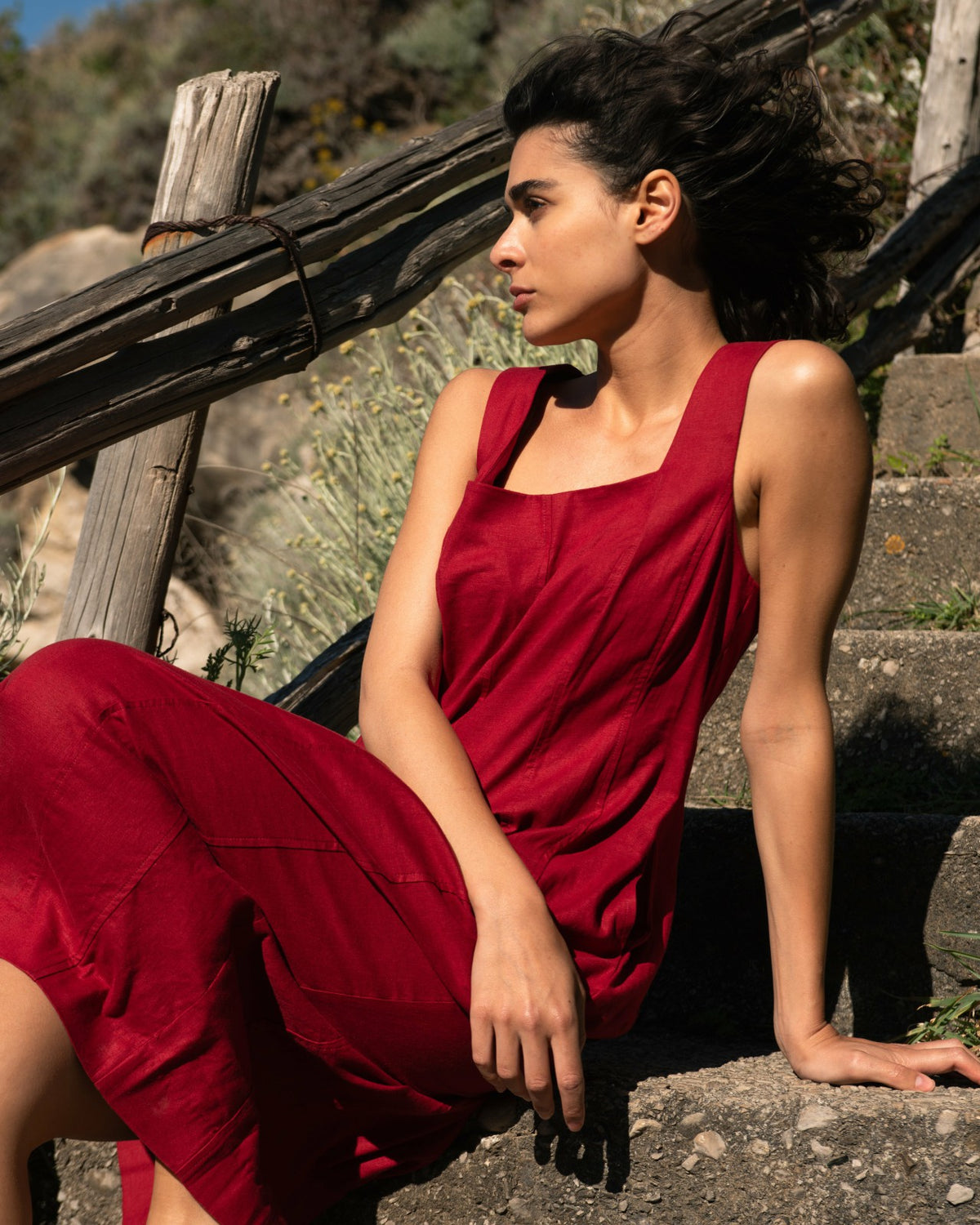 Saulay Square Neck Linen Blend Midi Dress - Universal Standard