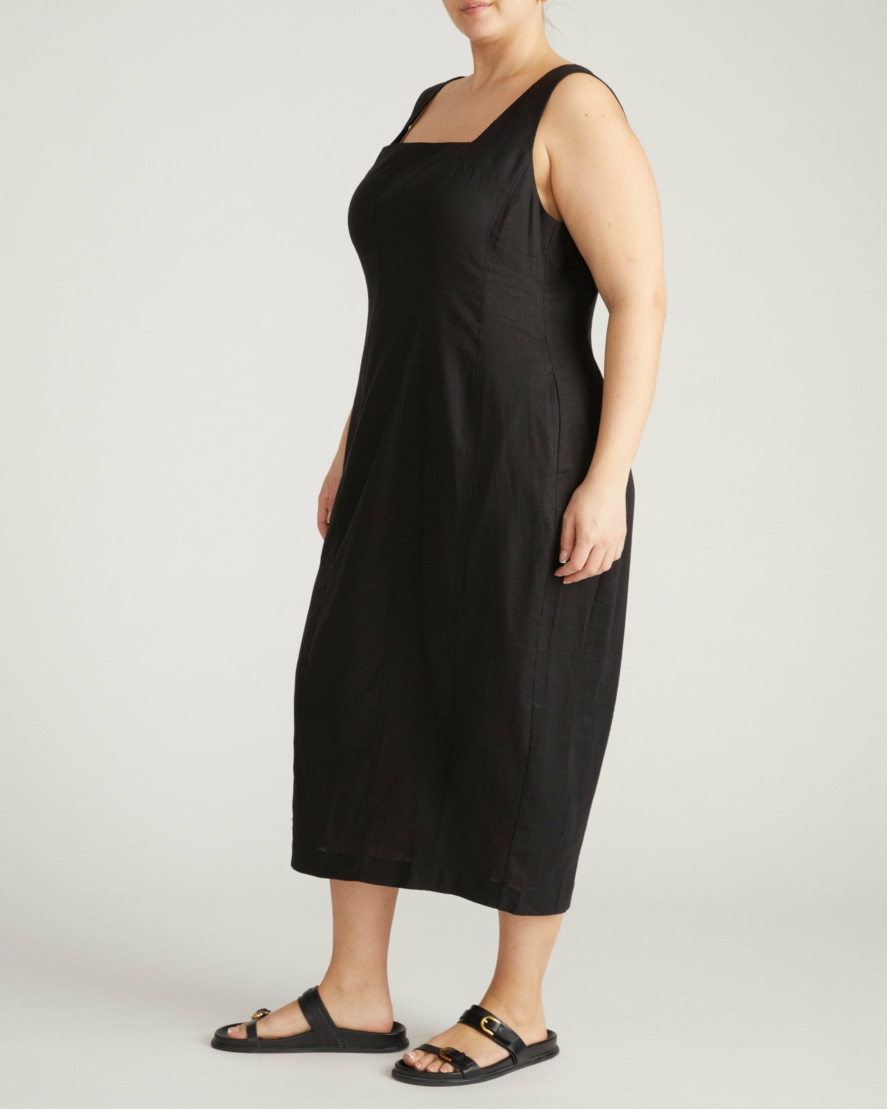 Saulay Square Neck Linen Blend Midi Dress - Universal Standard