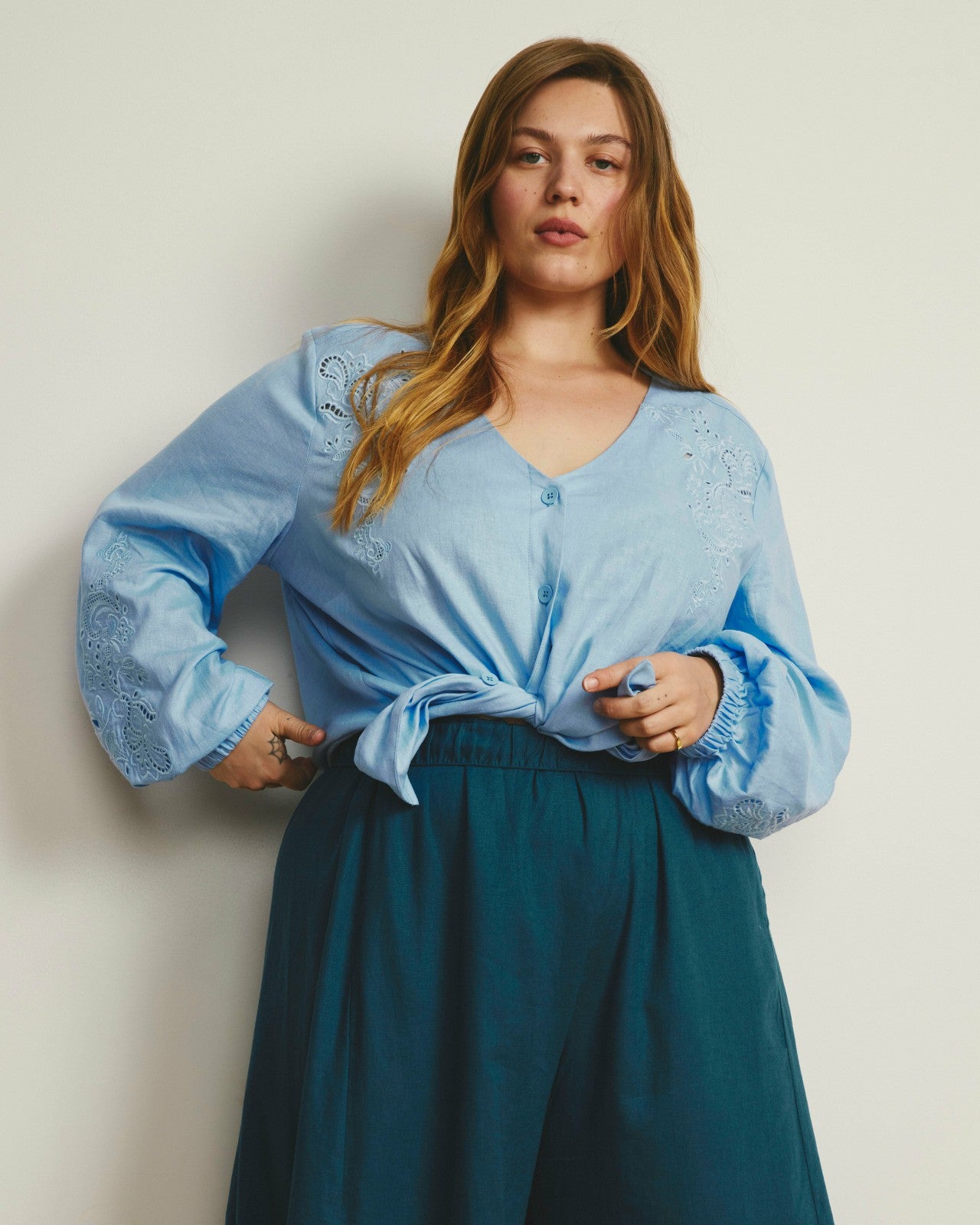 Frances Embroidered Linen Blend Blouse - Universal Standard