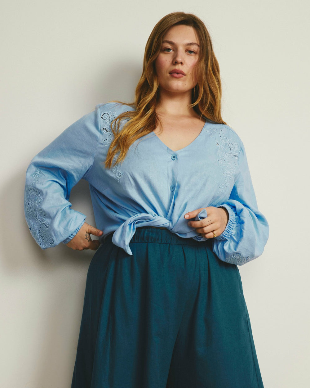 Frances Embroidered Linen Blend Blouse - Universal Standard