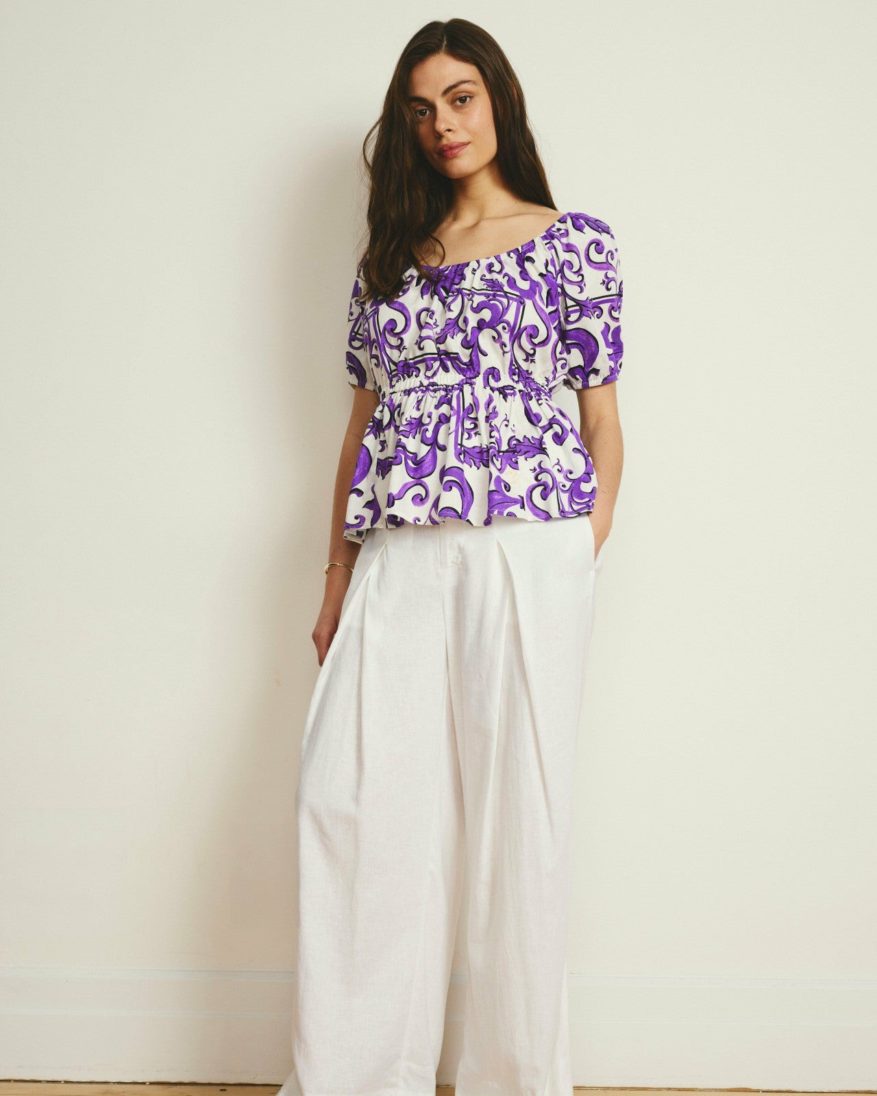 Andrea Peplum Linen Blend Top - Universal Standard