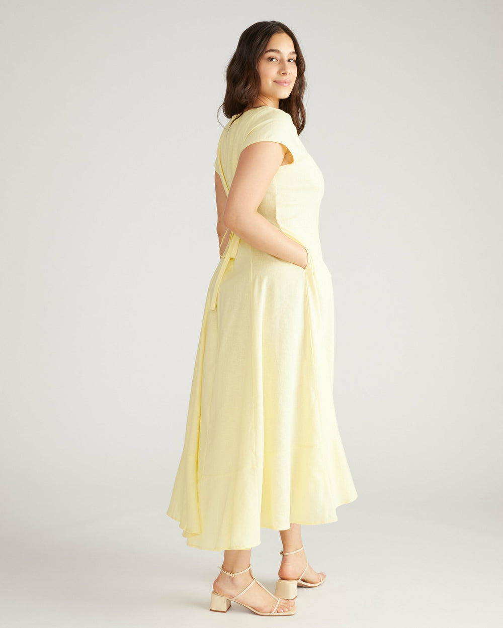 Sunset Linen Blend Flounce Dress - Universal Standard