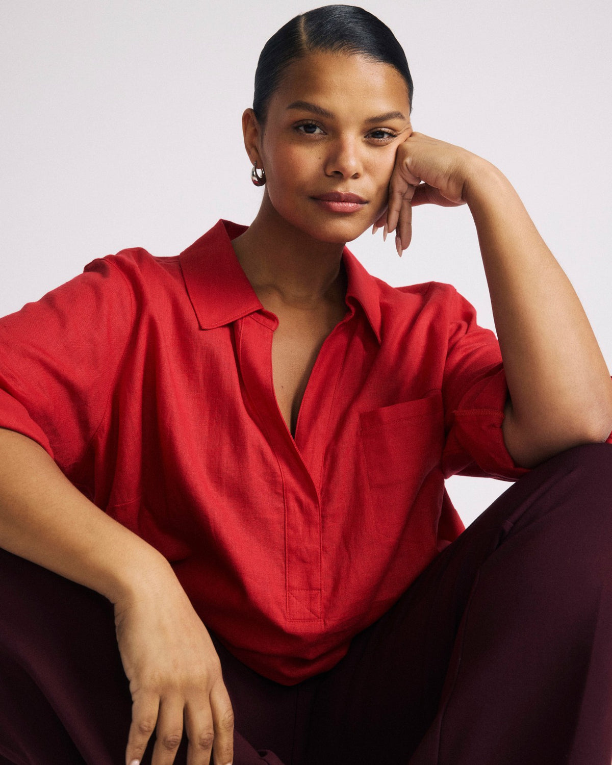 Button Back Linen Blend Polo Shirt - Universal Standard