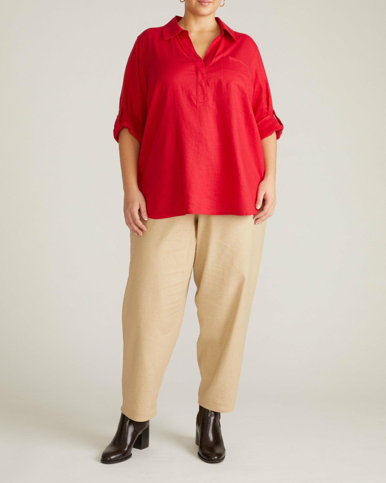 Button Back Linen Blend Polo Shirt - Universal Standard