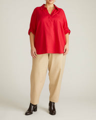 Button Back Linen Blend Polo Shirt - Universal Standard