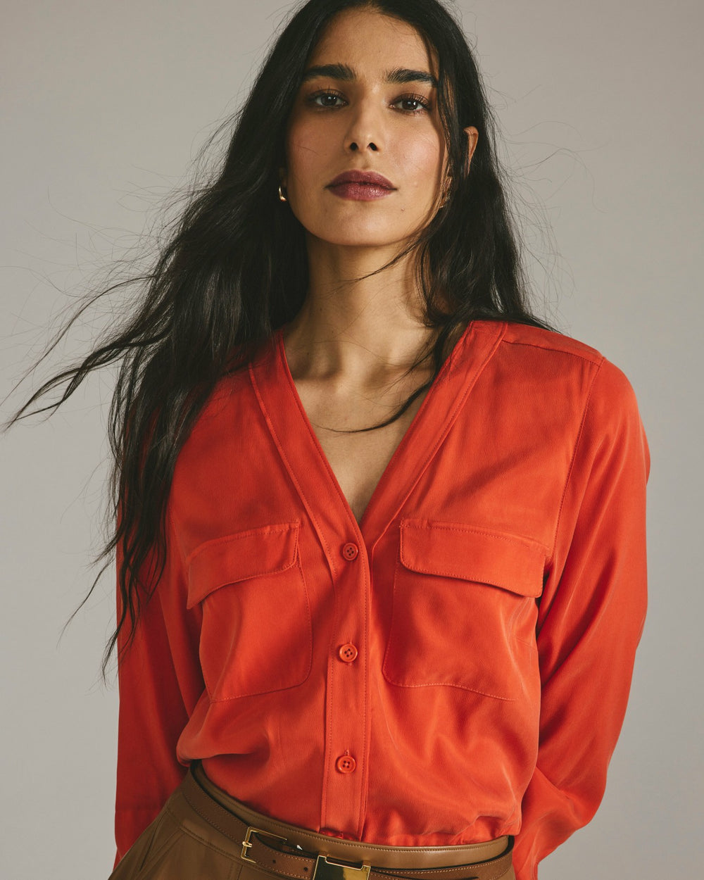 Cooling Stretch Cupro Button-Down Blouse - Universal Standard