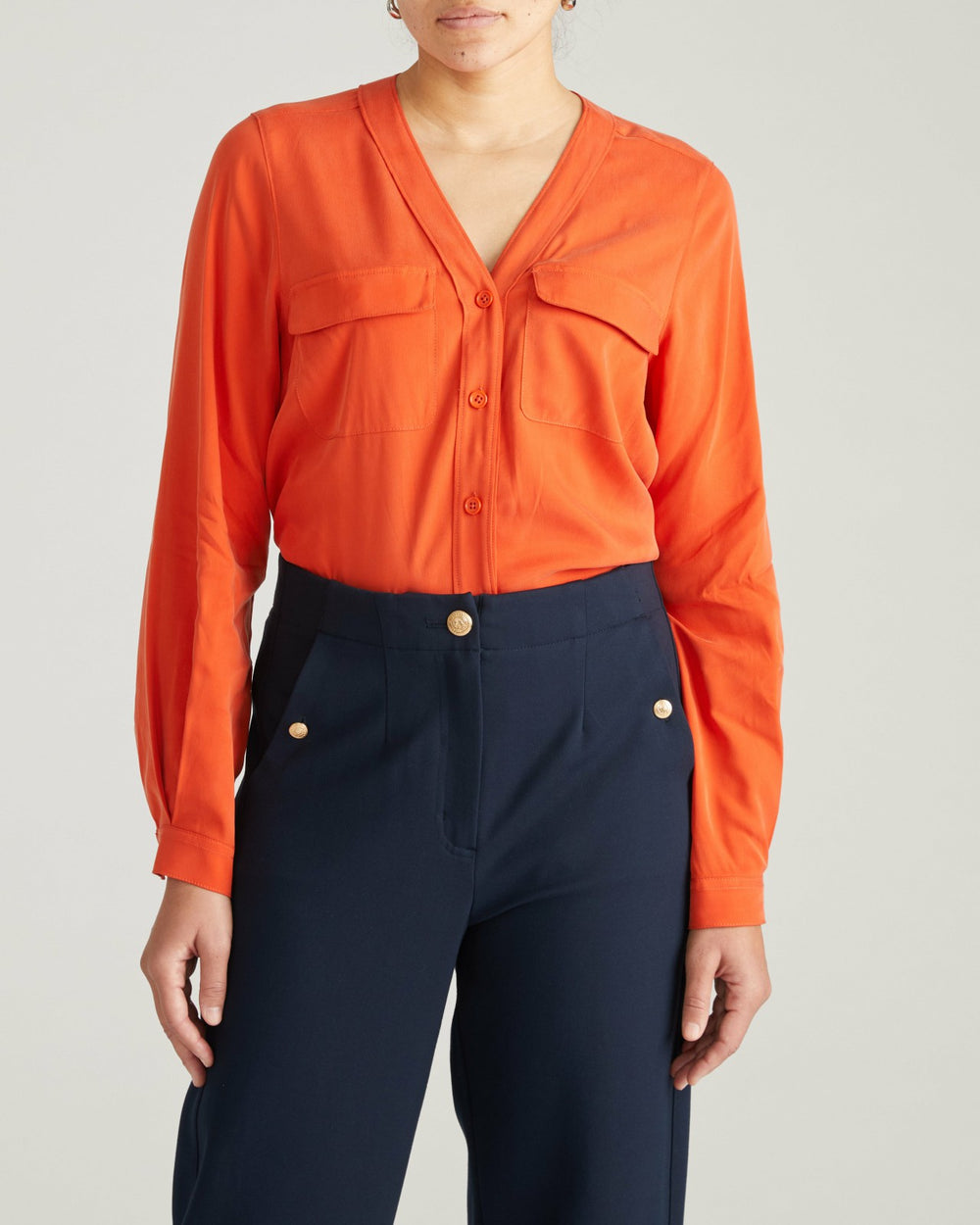 Cooling Stretch Cupro Button-Down Blouse - Universal Standard