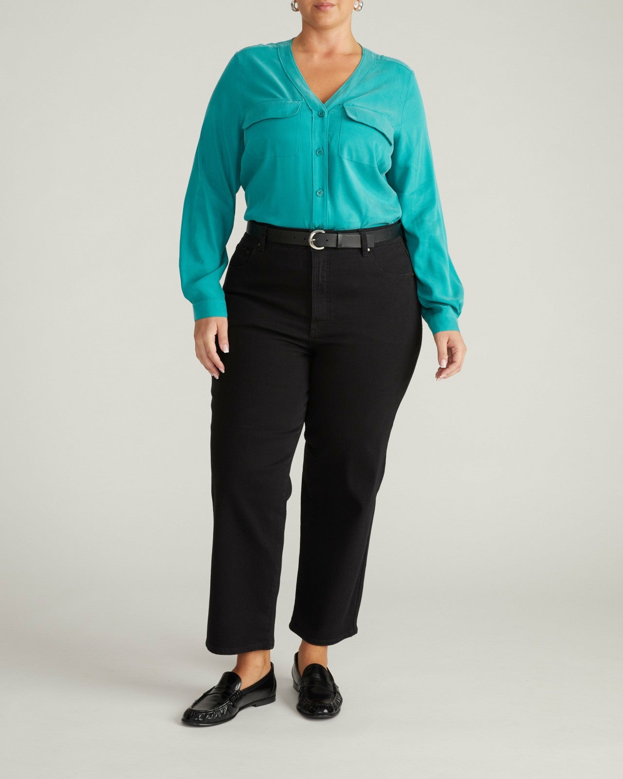 Cooling Stretch Cupro Button-Down Blouse - Universal Standard