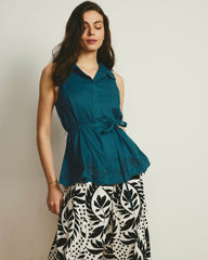 Adelaide Embroidered Sleeveless Linen Blend Shirt - Universal Standard