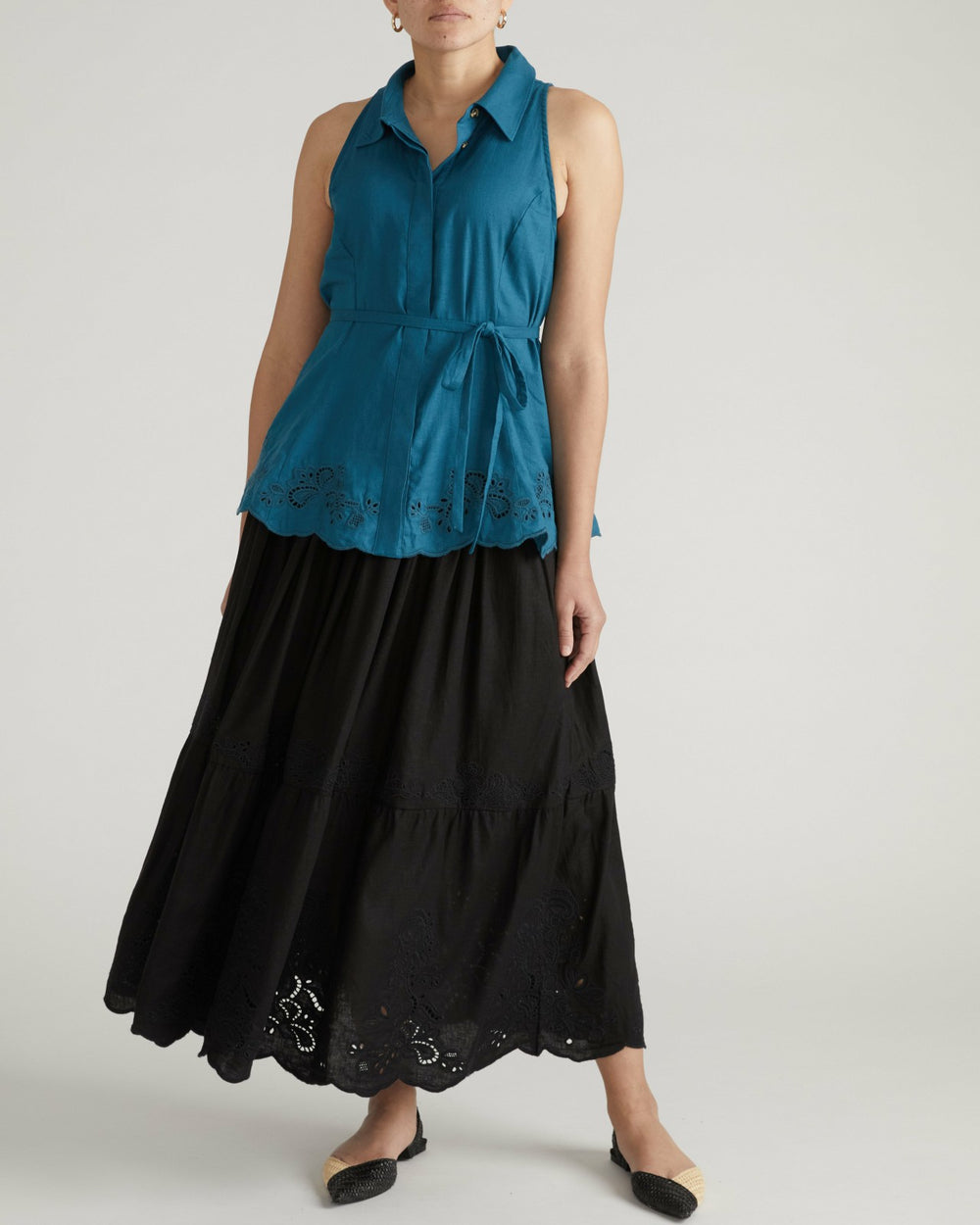 Adelaide Embroidered Sleeveless Linen Blend Shirt - Universal Standard
