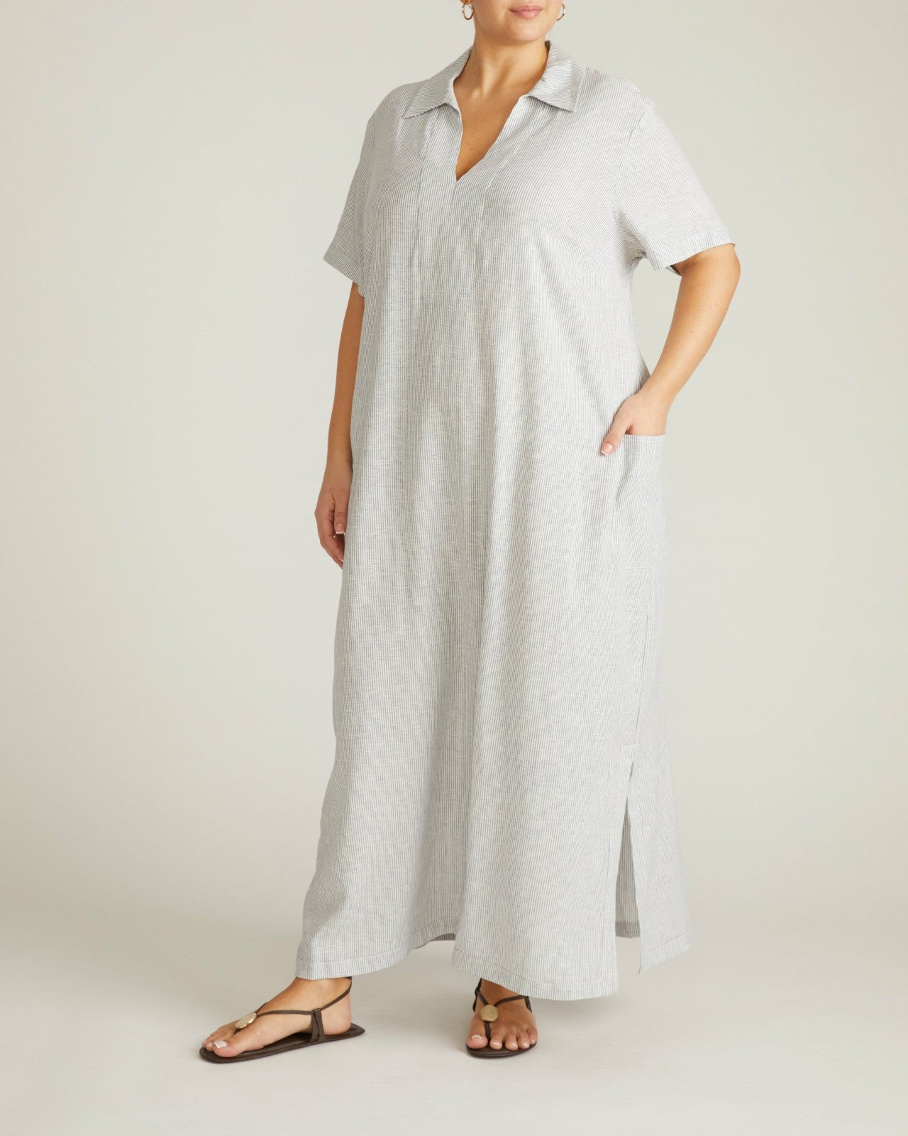 Padma Polo Neck Linen Blend Dress - Universal Standard
