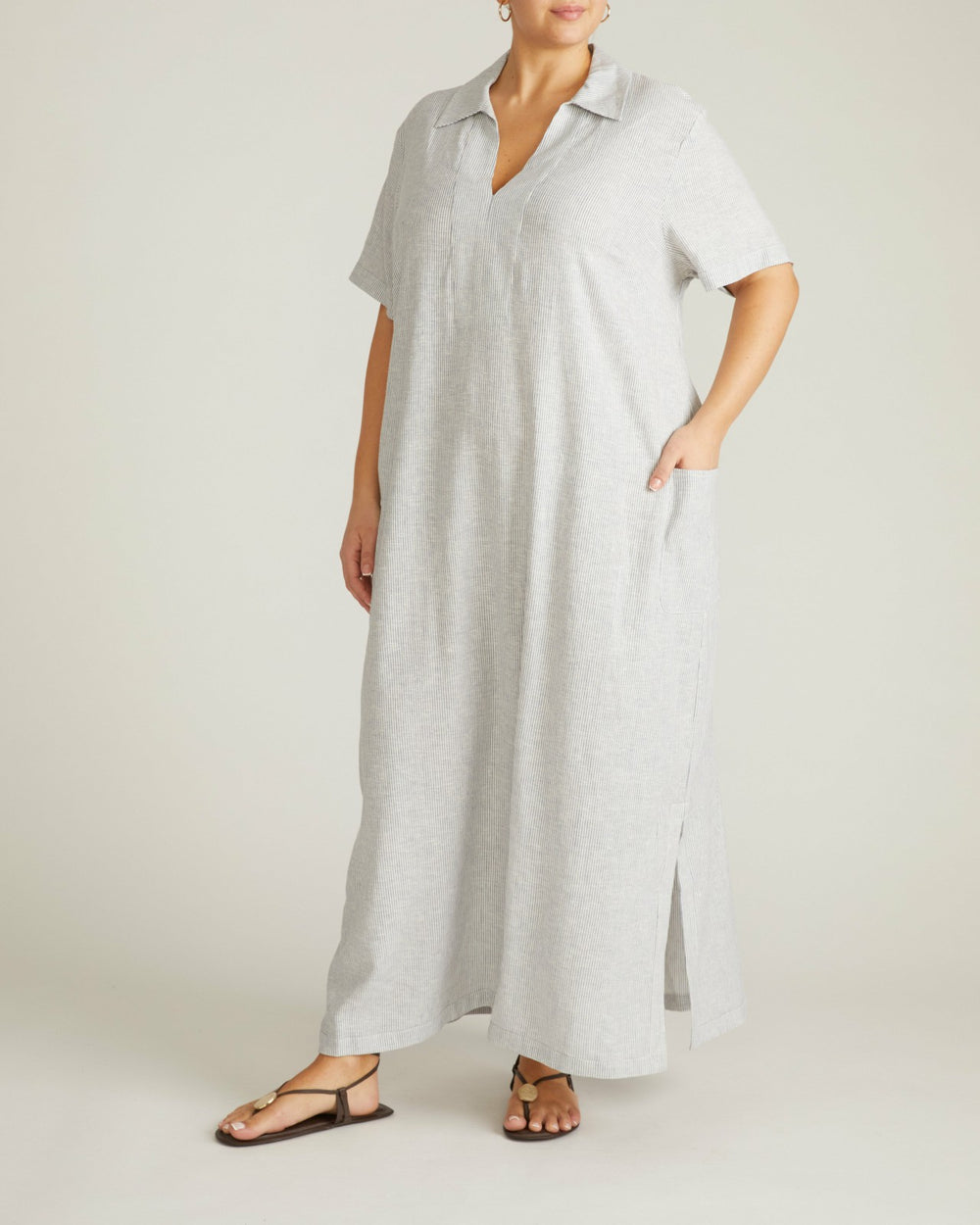 Padma Polo Neck Linen Blend Dress - Universal Standard