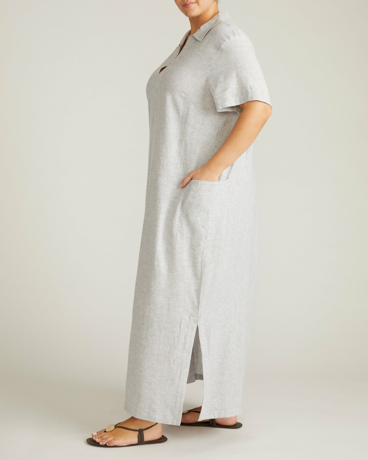 Padma Polo Neck Linen Blend Dress - Universal Standard