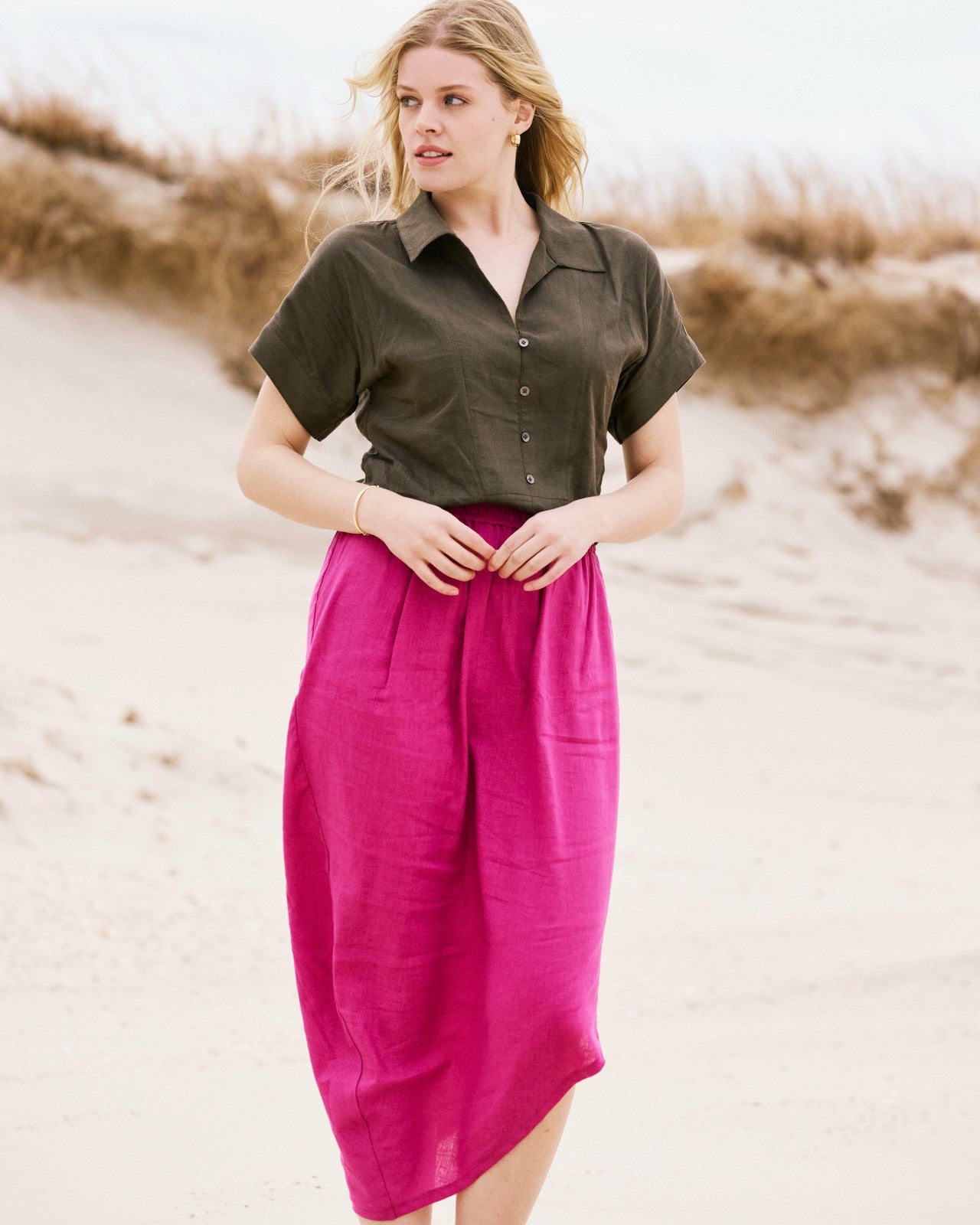 Sandy Short Sleeve Stretch Linen Blend Shirt - Universal Standard