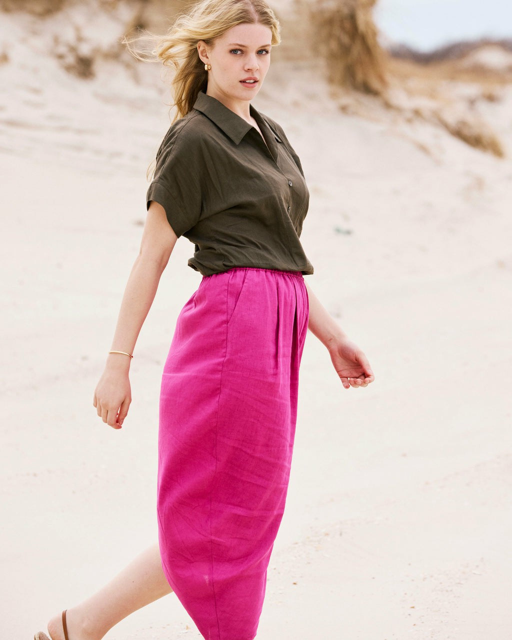 Sandy Short Sleeve Stretch Linen Blend Shirt - Universal Standard