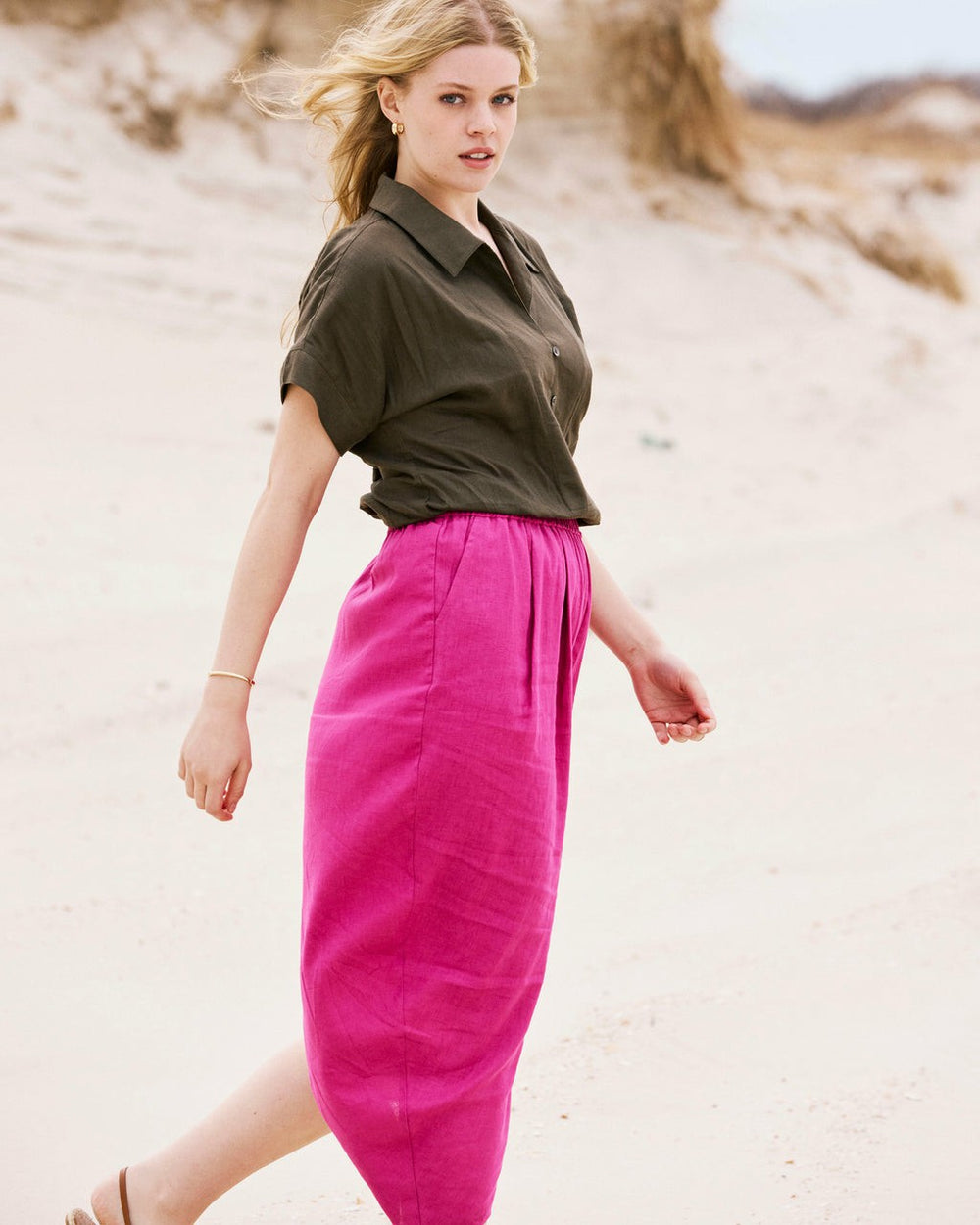 Sandy Short Sleeve Stretch Linen Blend Shirt - Universal Standard