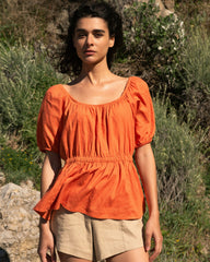Andrea Peplum Linen Blend Top - Universal Standard