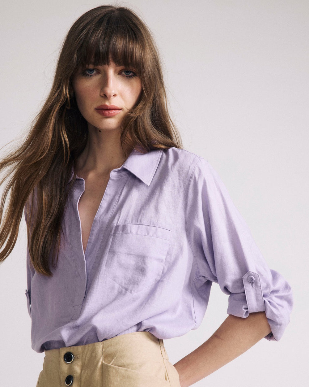 Elbe Popover Stretch Linen Blend Shirt - Universal Standard