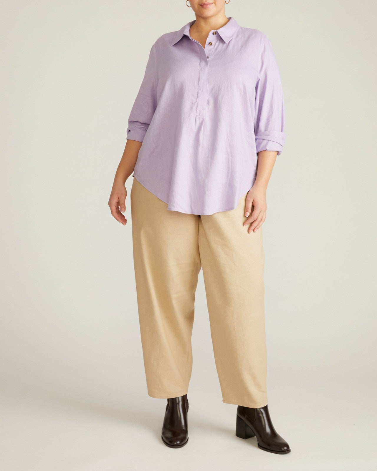 Elbe Popover Stretch Linen Blend Shirt - Universal Standard