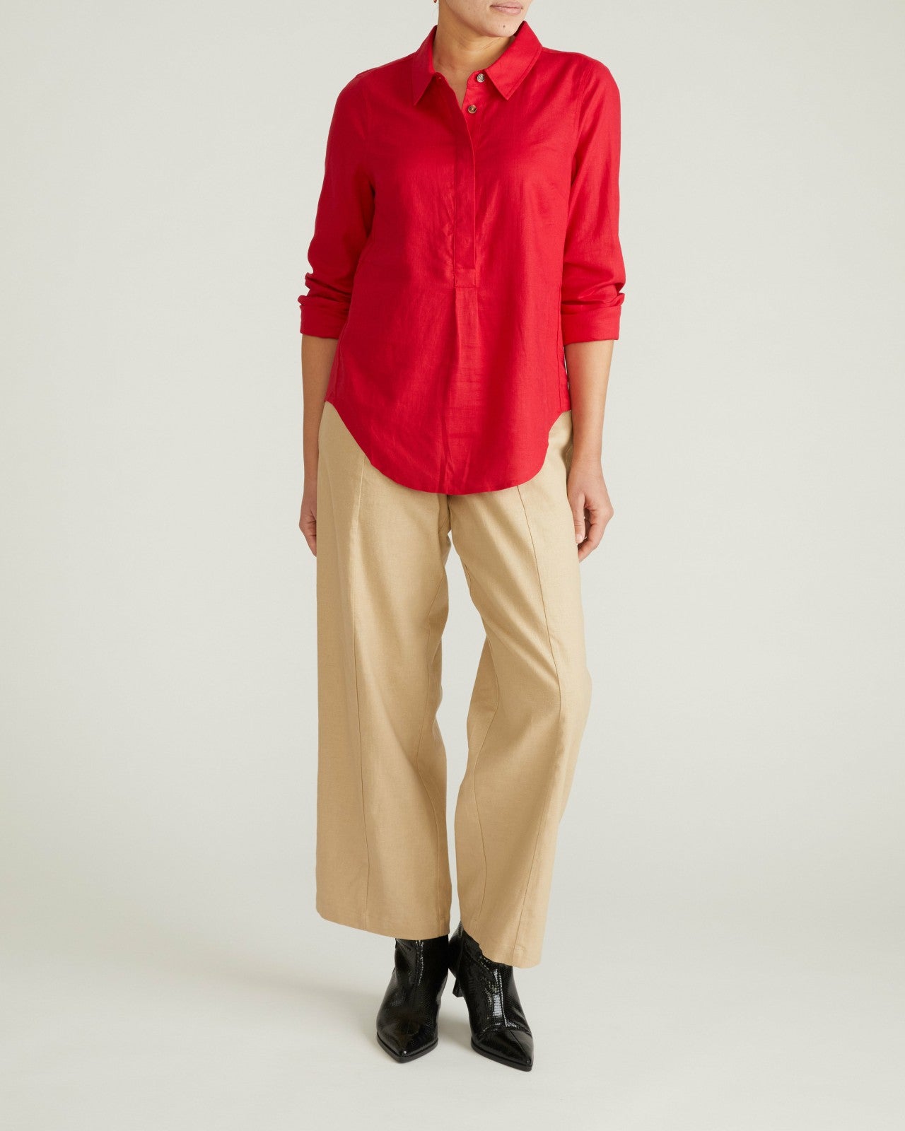 Elbe Popover Stretch Linen Blend Shirt - Universal Standard