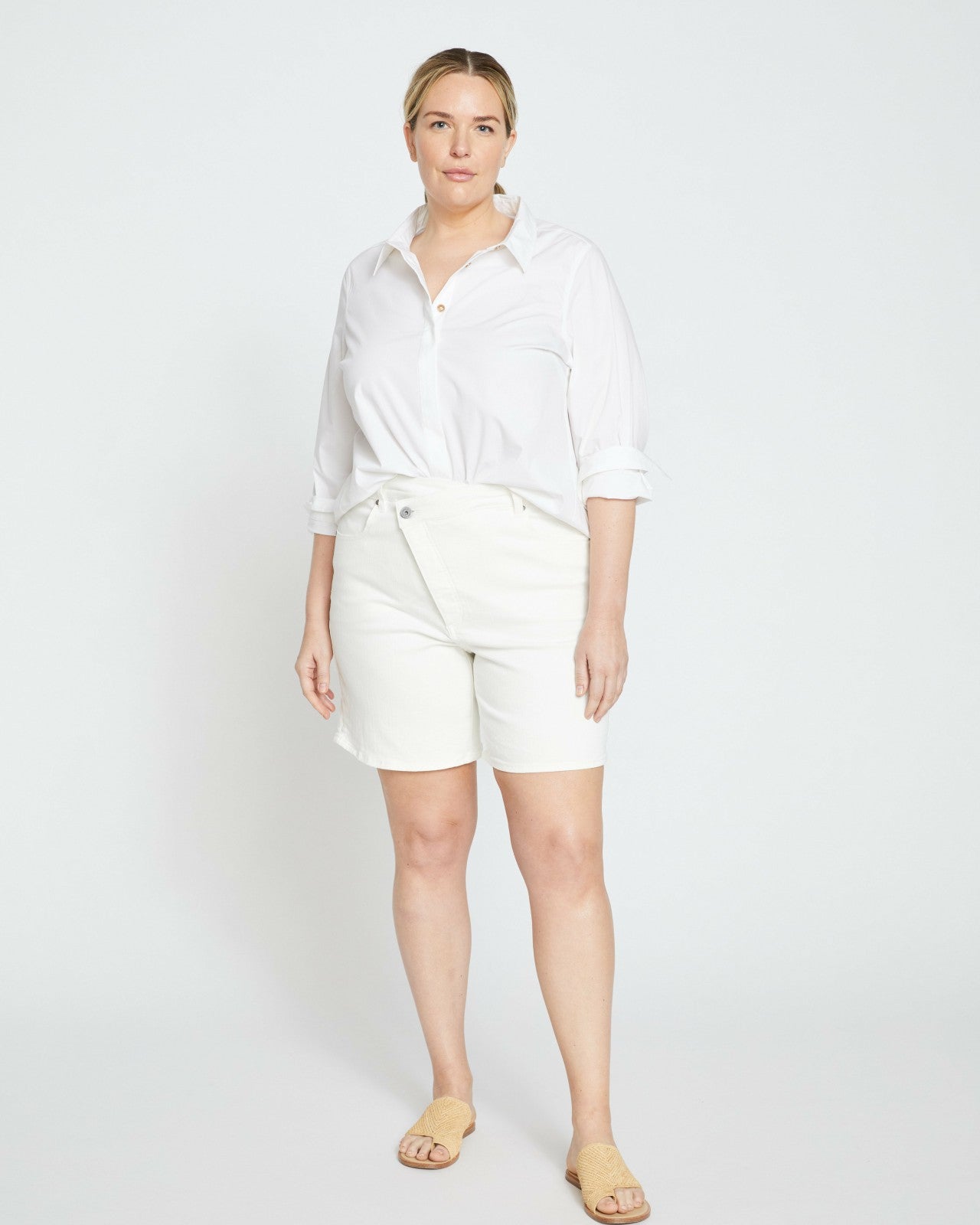 Katie High Rise Crossover Denim Shorts - Universal Standard