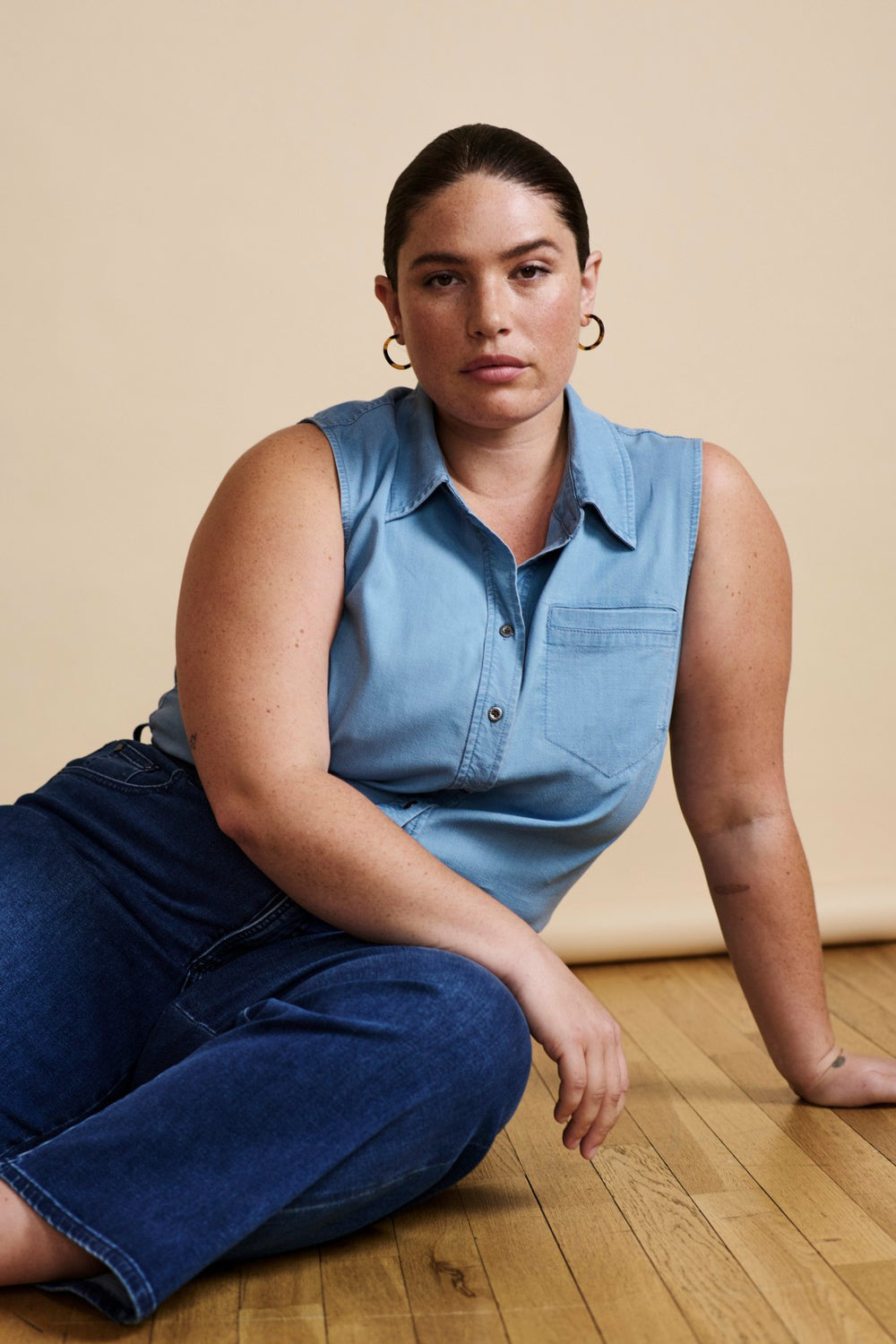 Perfect Tencel Chambray Sleeveless Shirt - Universal Standard
