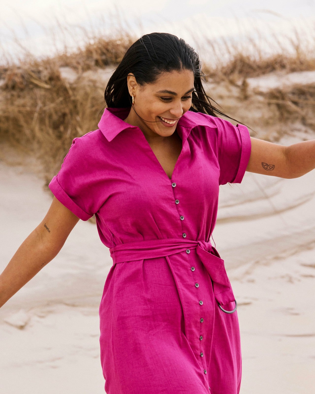 Sandy Stretch Linen Blend Shirtdress - Universal Standard