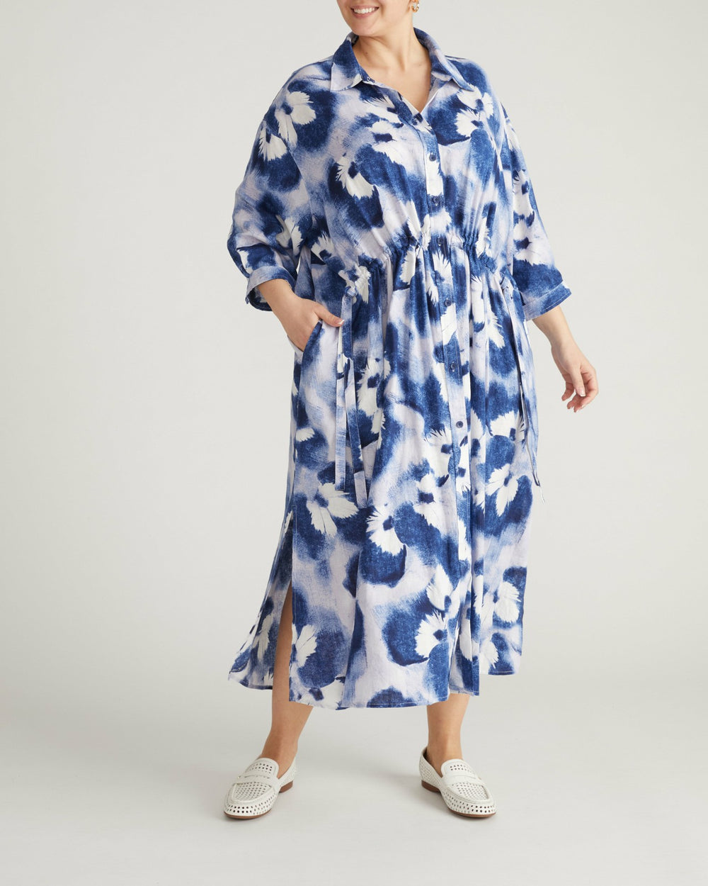 Paros Drawstring Linen Blend Shirtdress - Universal Standard