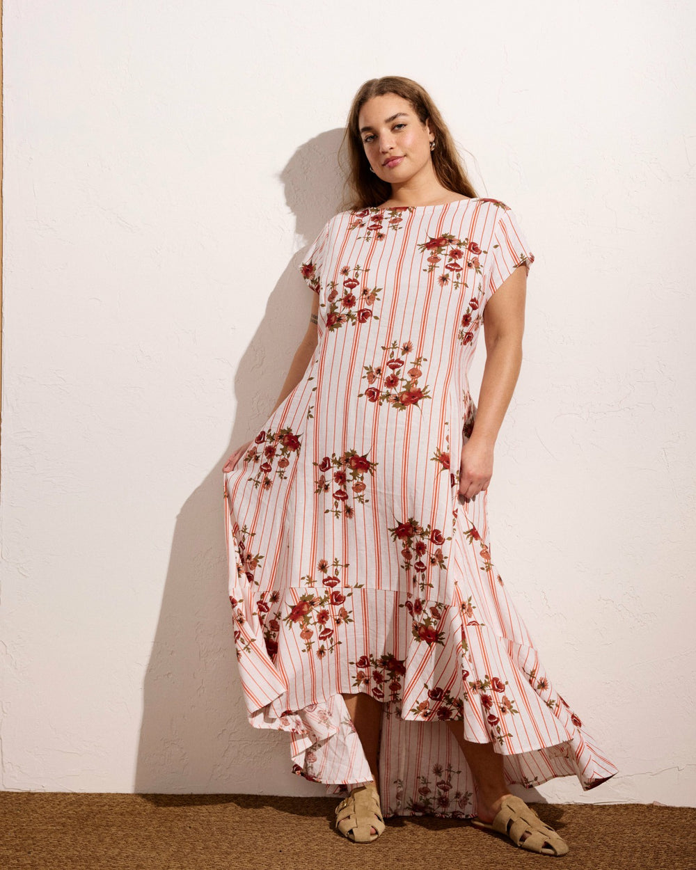 Sunset Linen Blend Flounce Dress - Universal Standard