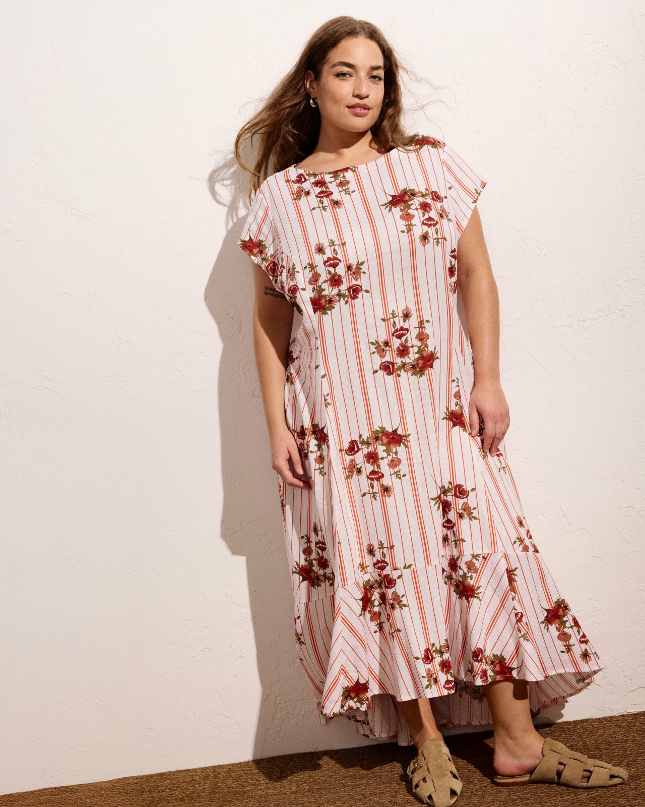 Sunset Linen Blend Flounce Dress - Universal Standard