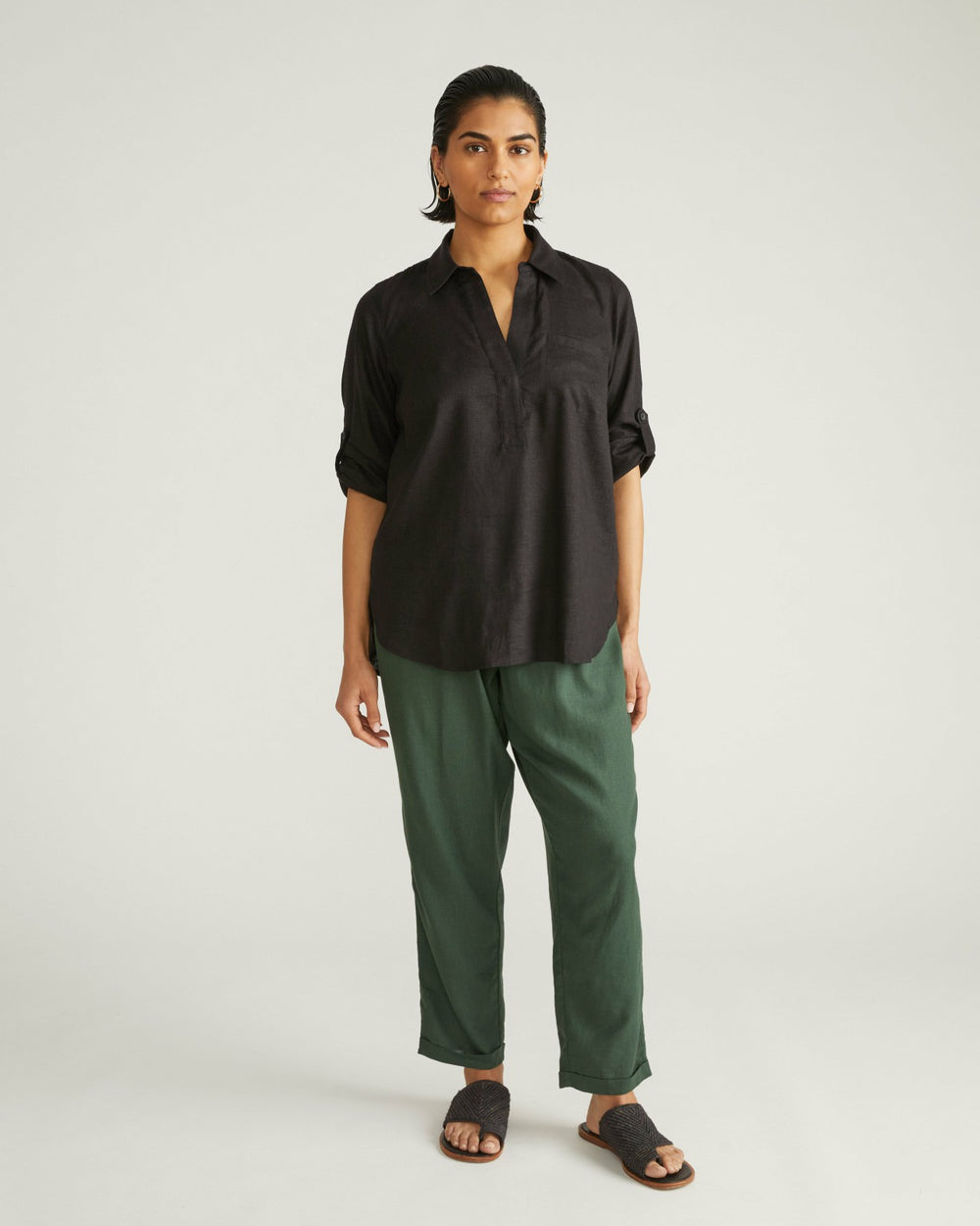 Button Back Linen Blend Polo Shirt - Universal Standard