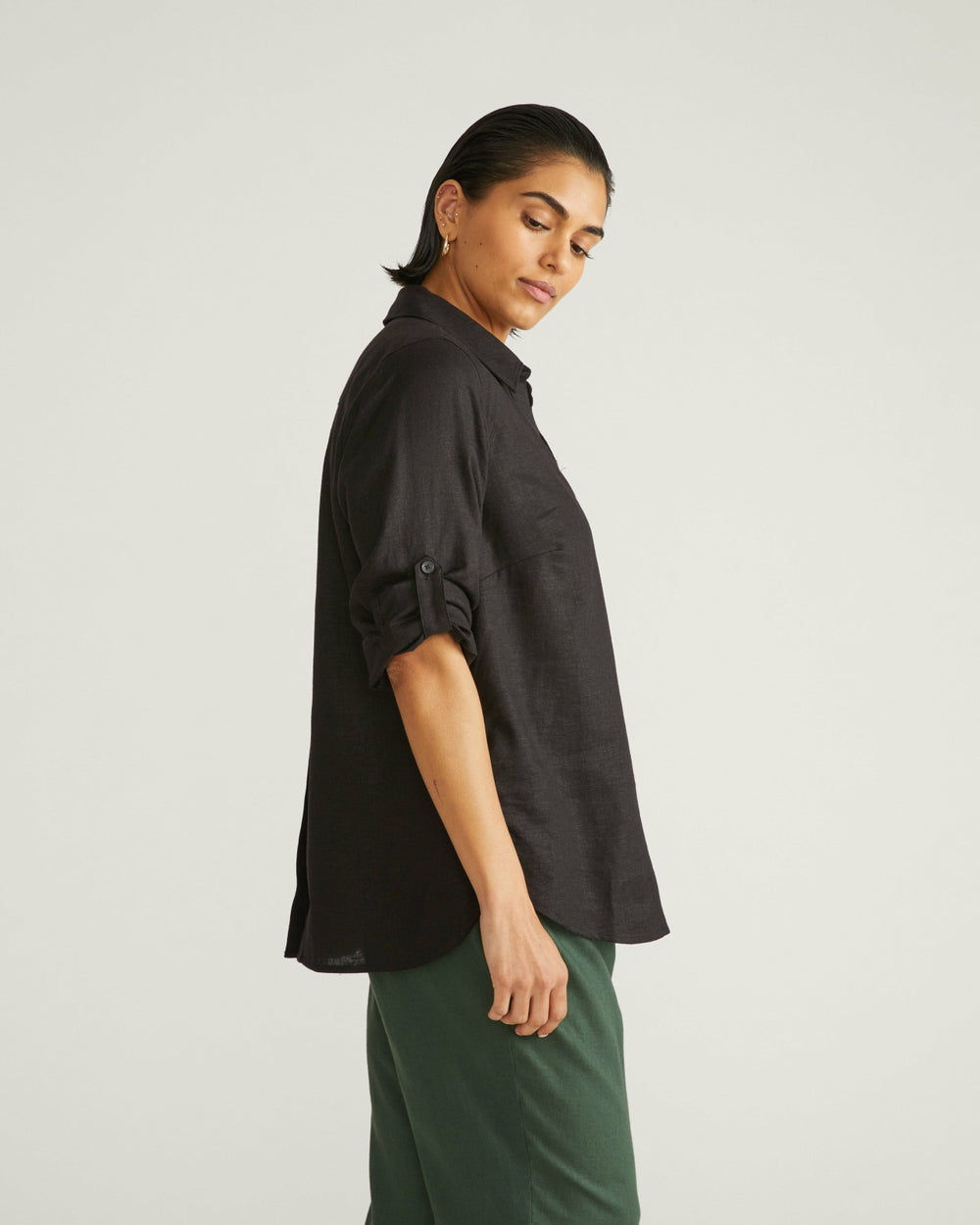 Button Back Linen Blend Polo Shirt - Universal Standard
