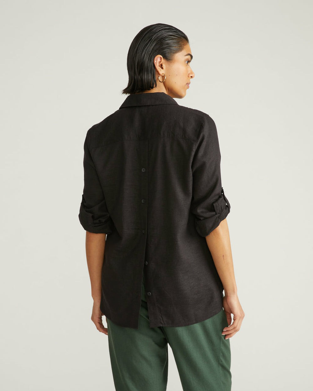 Button Back Linen Blend Polo Shirt - Universal Standard