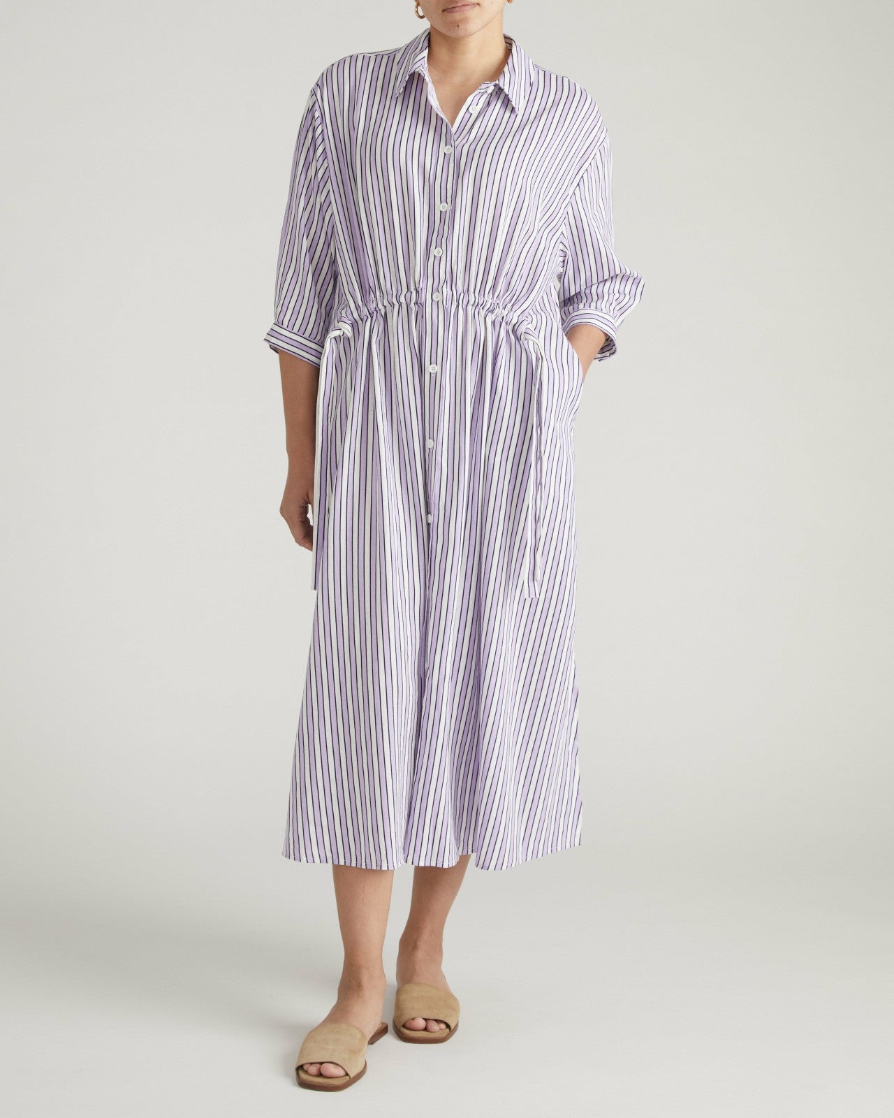 Paros Drawstring Linen Blend Shirtdress - Universal Standard
