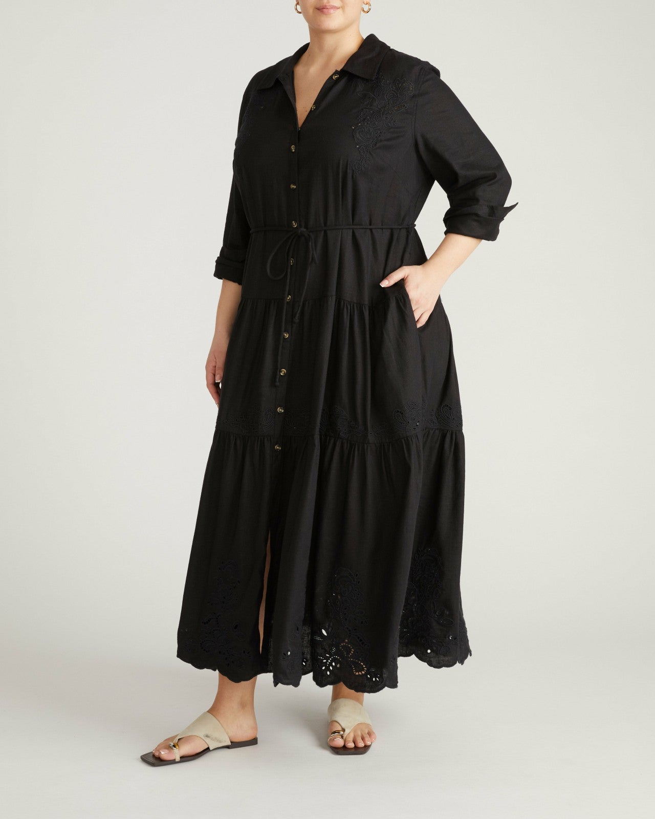Alix Embroidered Linen Blend Shirtdress - Universal Standard