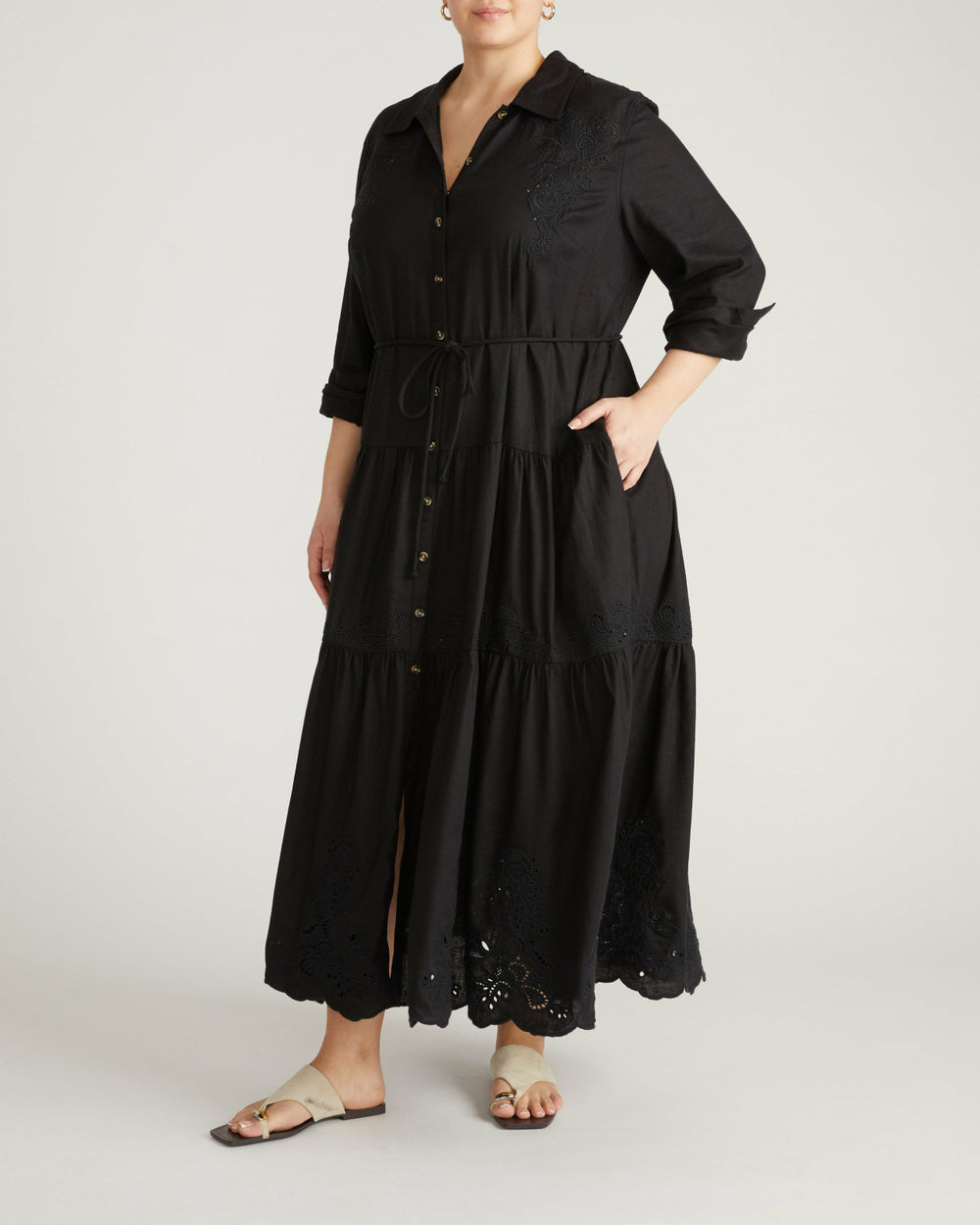 Alix Embroidered Linen Blend Shirtdress - Universal Standard