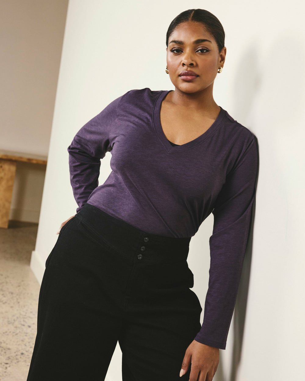 Light-As-Air Long Sleeve V Neck Tee - Universal Standard