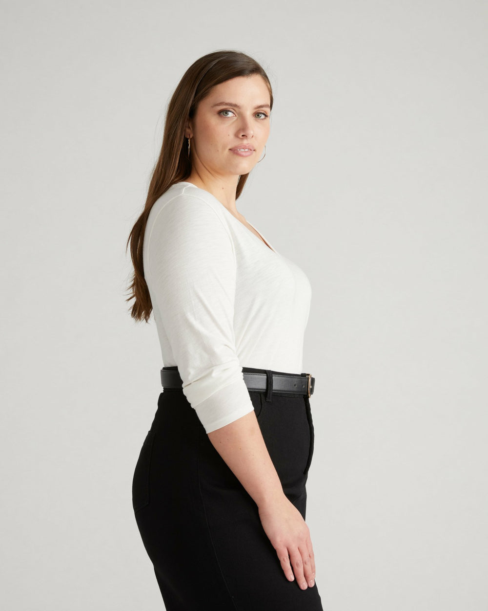Light-As-Air Long Sleeve V Neck Tee - Universal Standard