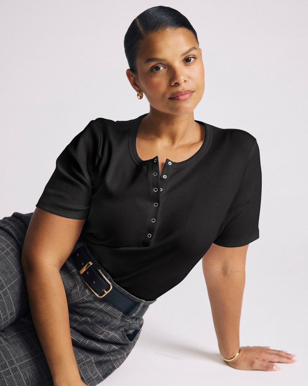 Henley Short Sleeve Ribbed Tee - Universal Standard